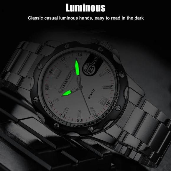 Mens Classic Business Stainless Steel Watch Quartz movement Luminous Waterproof - Picture 9 of 10